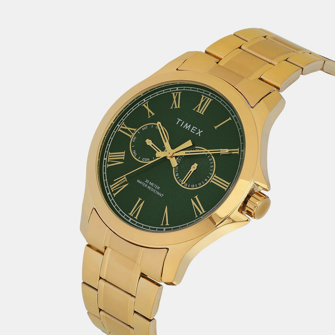 Timex TW000X142 Men’s Green Dial Analog Watch with Stainless Steel Strap
