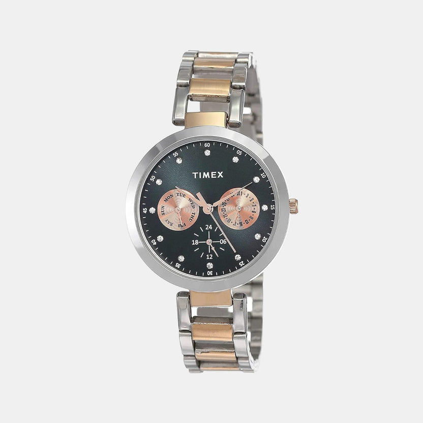 Timex TW000X210 Women Quartz Blue Dial Stainless Steel Multifunction Watch