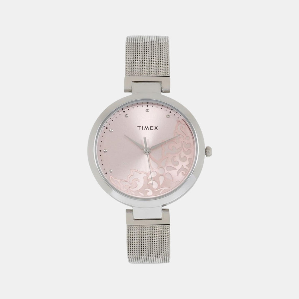Timex TW000X217 Women’s Pink Dial Analog Stainless Steel Watch