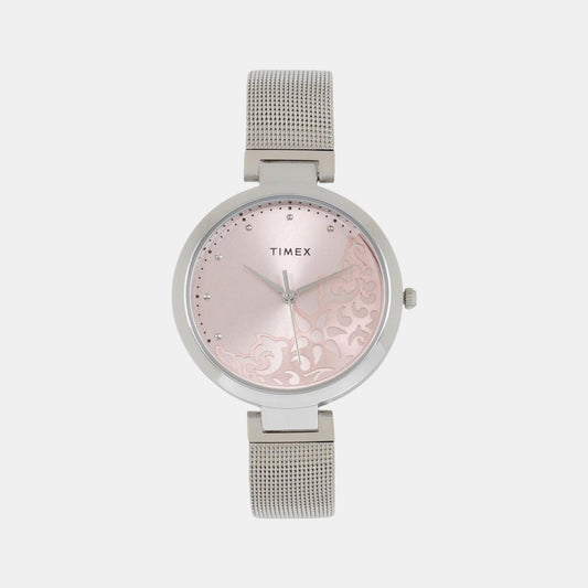 Timex TW000X217 Women’s Pink Dial Analog Stainless Steel Watch