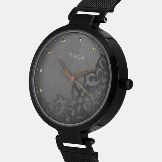 Timex TW000X221 Womens Grey Dial Black Mesh Analog Watch