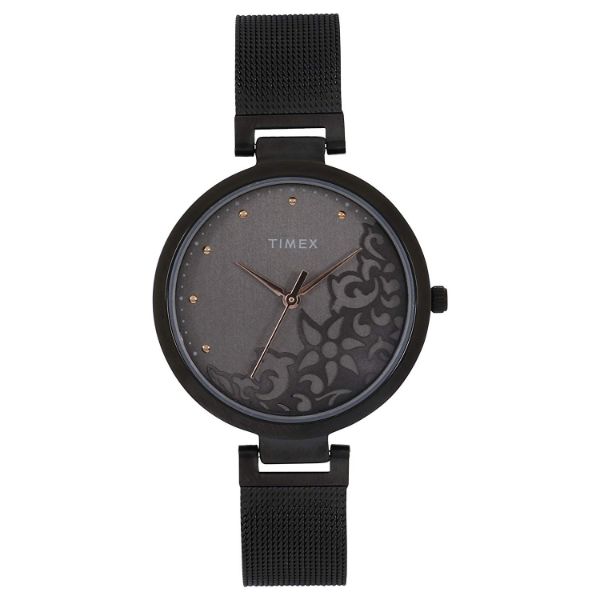 Timex TW000X221 Womens Grey Dial Black Mesh Analog Watch