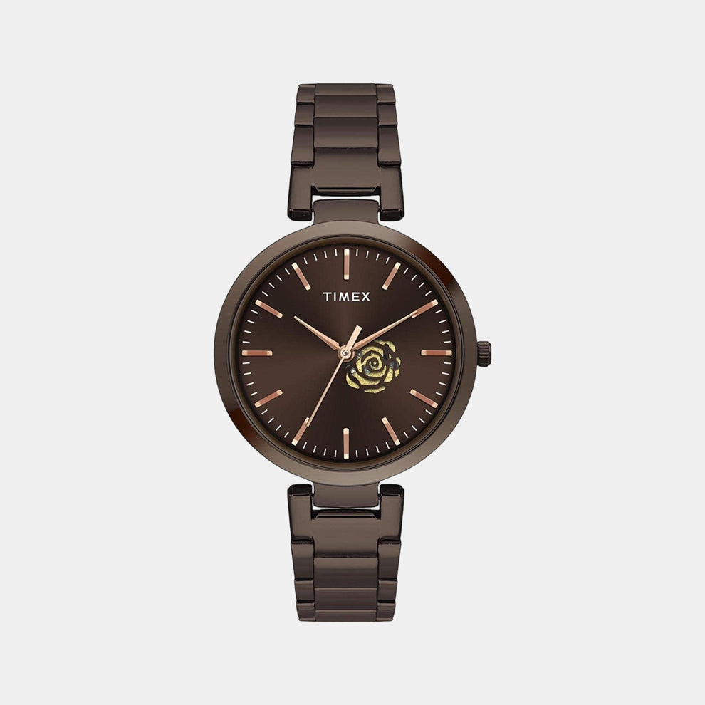 Timex TW000X227 Women’s Brown Dial Brown Stainless-Steel Analog Watch