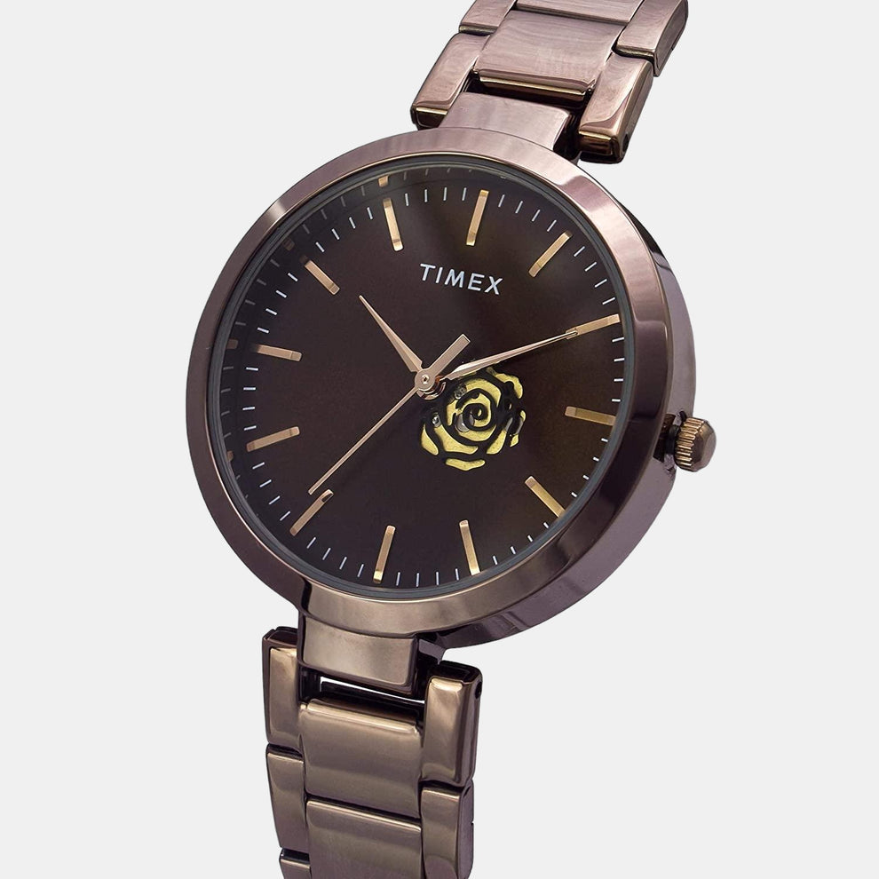 Timex TW000X227 Women’s Brown Dial Brown Stainless-Steel Analog Watch