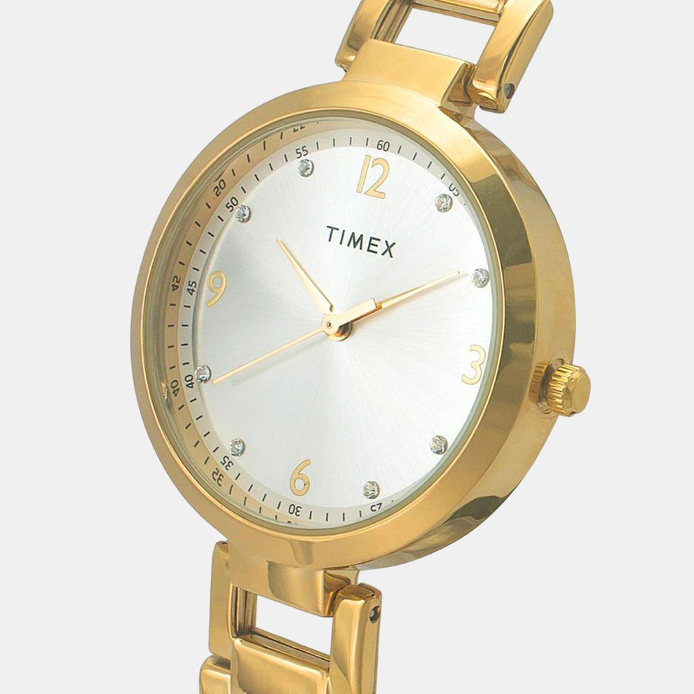 Timex TW000X234 Women’s Analog Quartz Watch Silver Dial, Gold-Tone Stainless Steel Bracelet