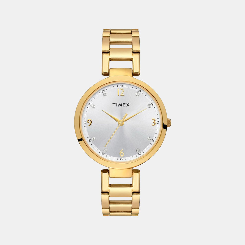 Timex TW000X234 Women’s Analog Quartz Watch Silver Dial, Gold-Tone Stainless Steel Bracelet