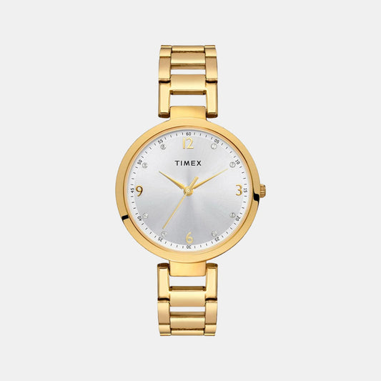 Timex TW000X234 Women’s Analog Quartz Watch Silver Dial, Gold-Tone Stainless Steel Bracelet