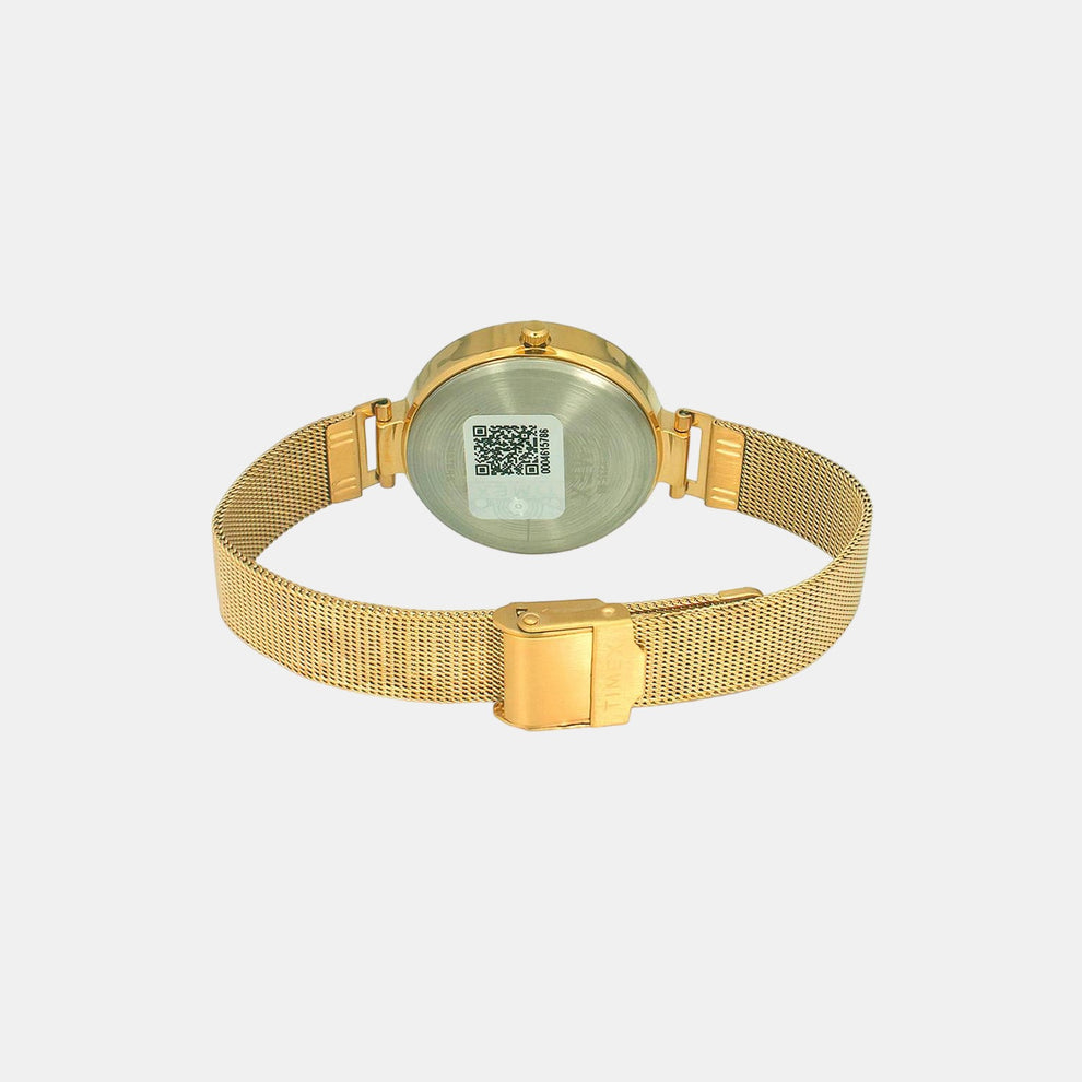 Timex TW000X235 Women’s Analog Quartz Watch Gold Dial, Gold-Tone Stainless Steel Bracelet