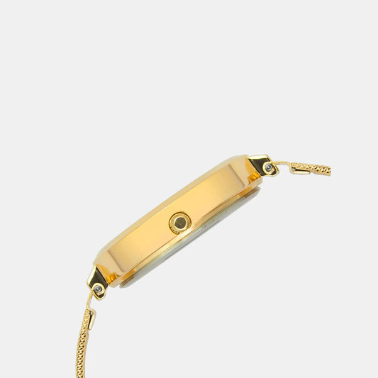 Timex TW000X235 Women’s Analog Quartz Watch Gold Dial, Gold-Tone Stainless Steel Bracelet