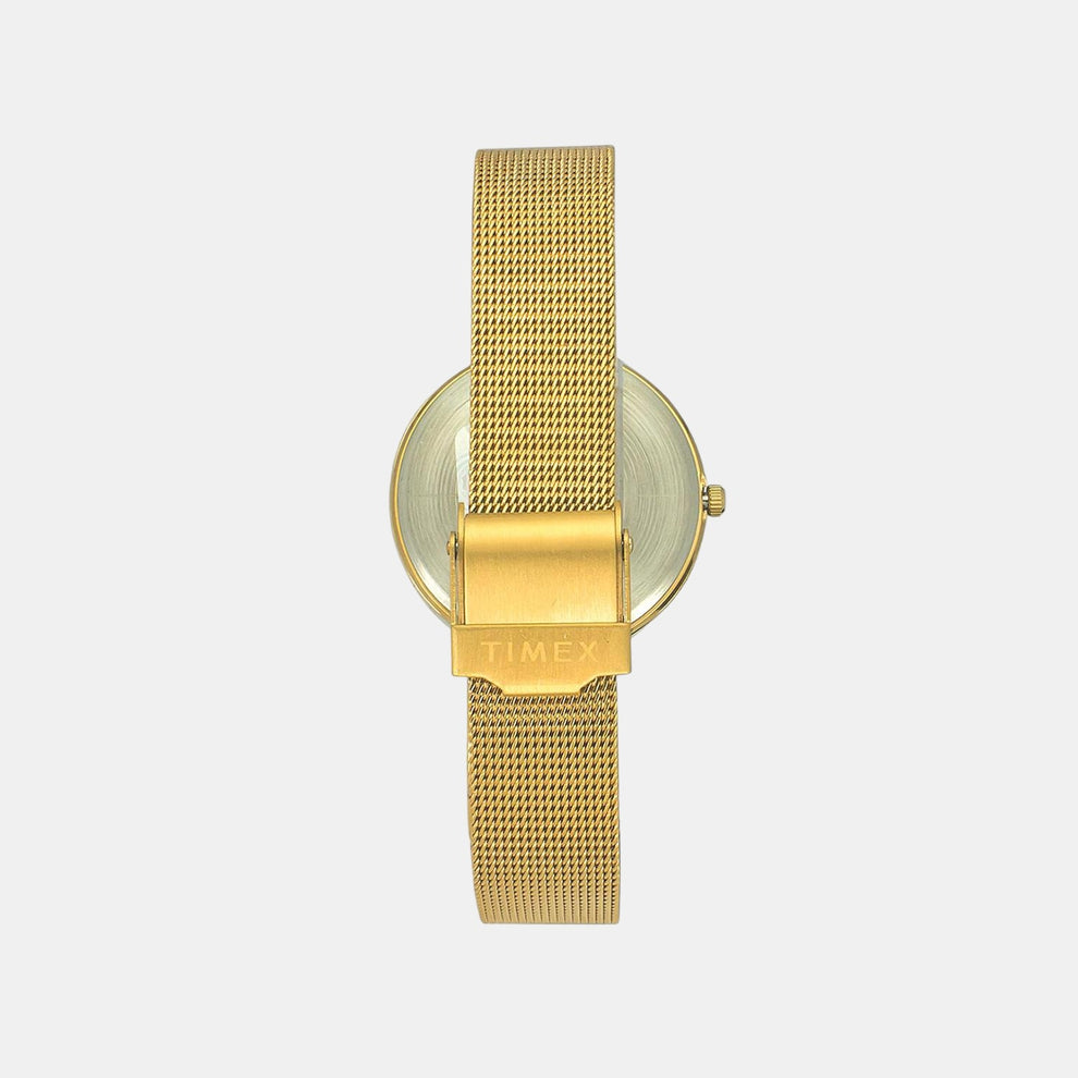 Timex TW000X235 Women’s Analog Quartz Watch Gold Dial, Gold-Tone Stainless Steel Bracelet