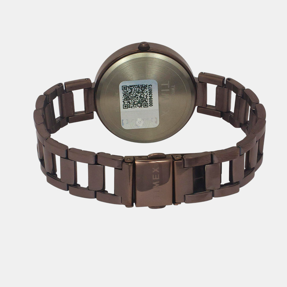 Timex TW000X267 Women’s Brown Dial Analog Watch with Stainless-Steel Strap