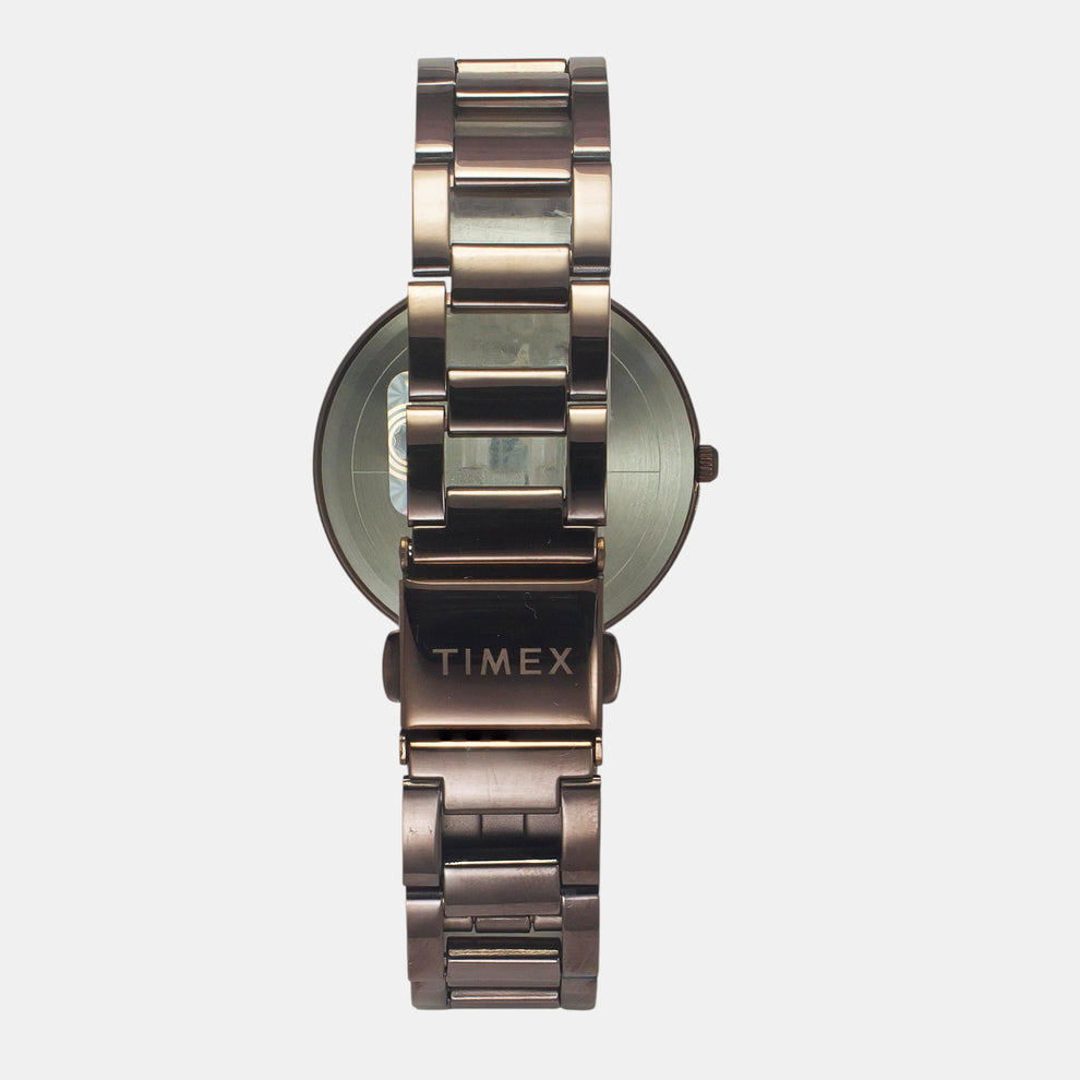 Timex TW000X267 Women’s Brown Dial Analog Watch with Stainless-Steel Strap
