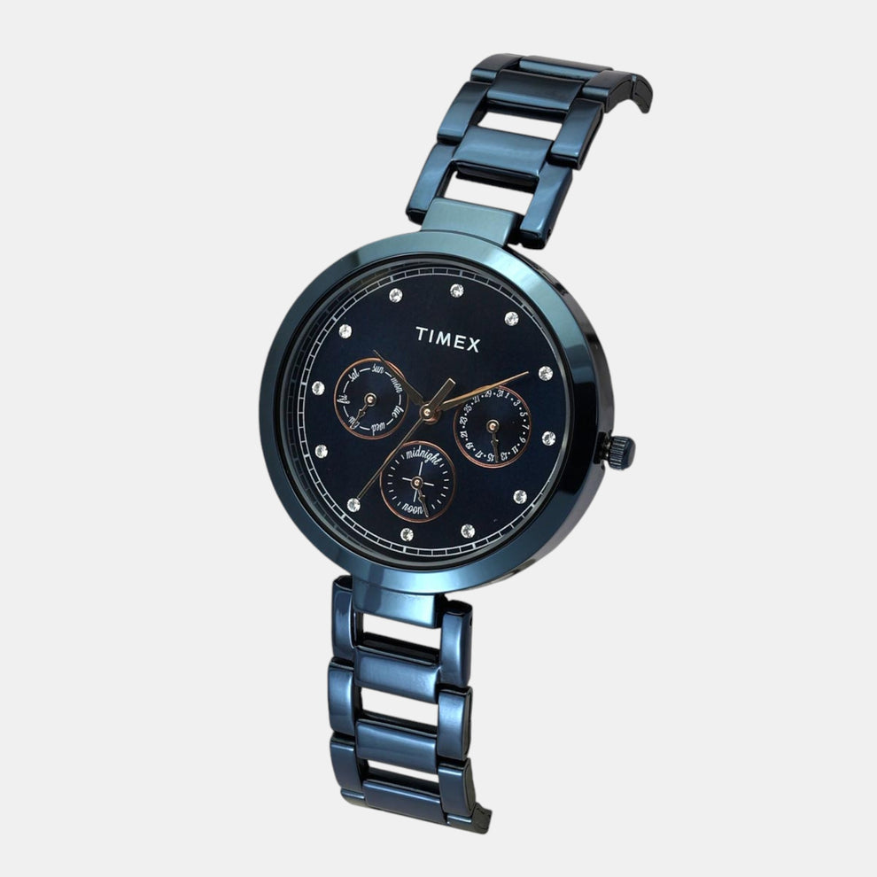 Timex TW000X268 Women’s Blue Dial Analog Watch with Stainless Steel Strap