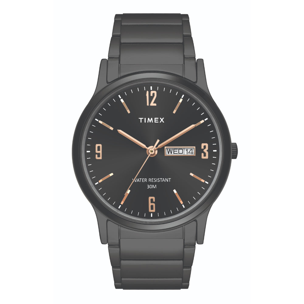 Timex TW00PR264 Black Dial Black Stainless‑Steel Pair Watch Set