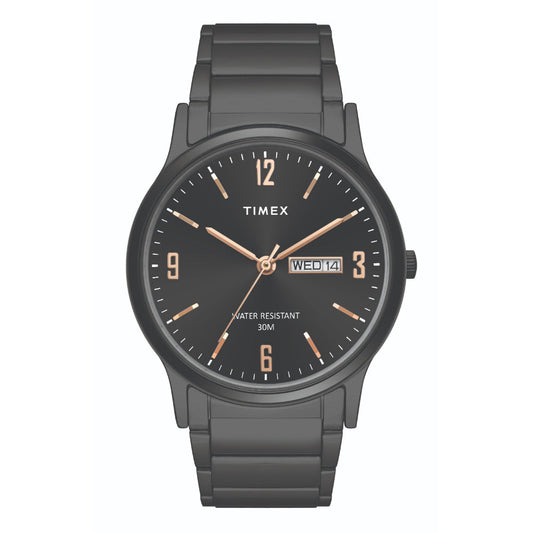 Timex TW00PR264 Black Dial Black Stainless‑Steel Pair Watch Set