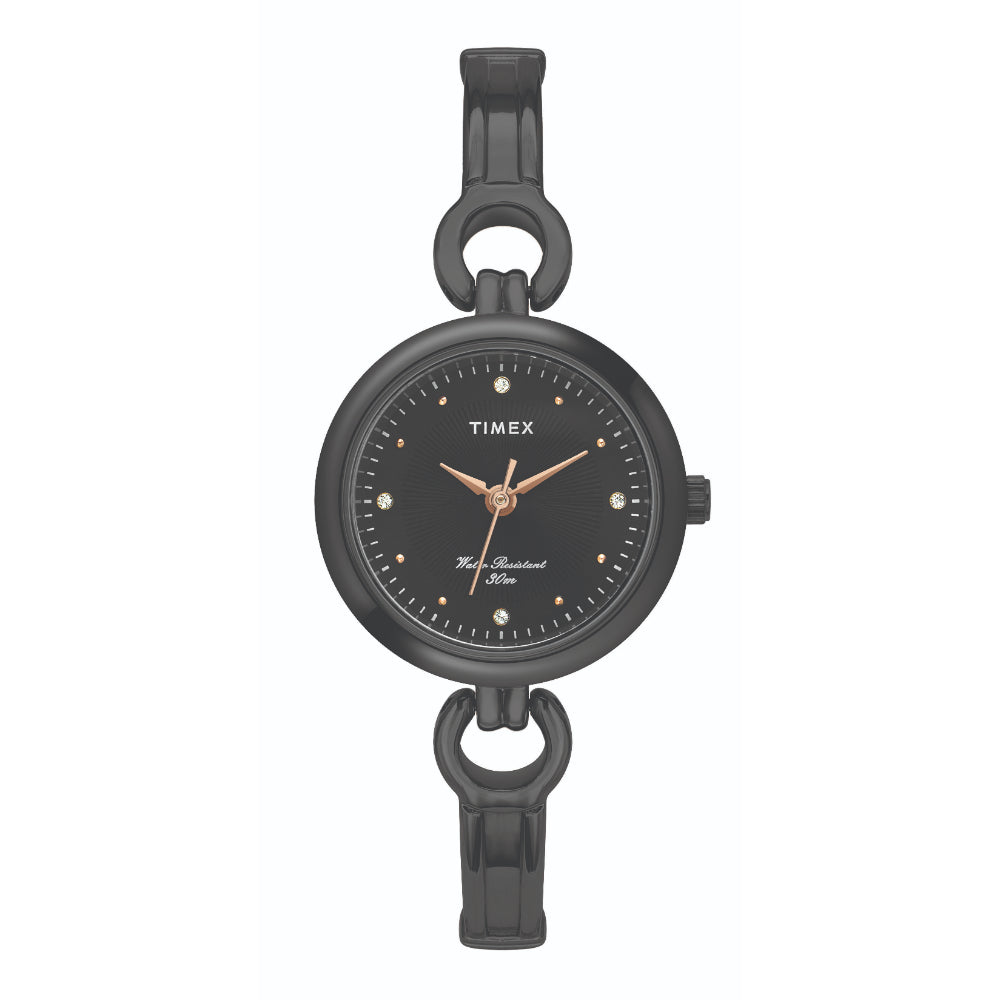 Timex TW00PR264 Black Dial Black Stainless‑Steel Pair Watch Set