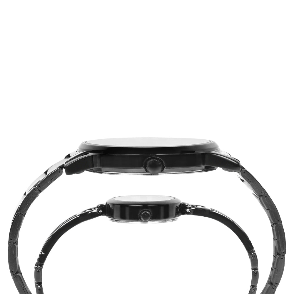 Timex TW00PR264 Black Dial Black Stainless‑Steel Pair Watch Set
