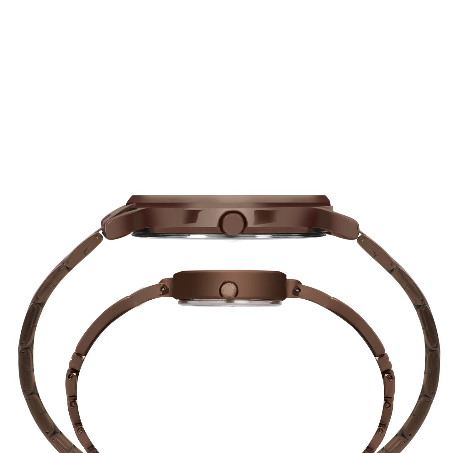 Timex TW00PR265 Rose‑Gold Dial Brown Stainless‑Steel Watch Set