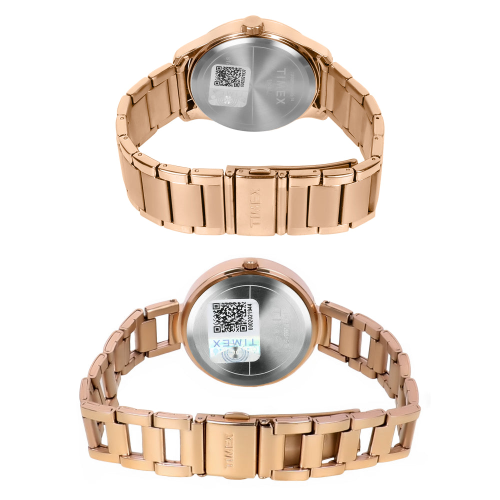 Timex TW00PR266 Rose‑Gold Dial Rose‑Gold Stainless Steel Watch Set