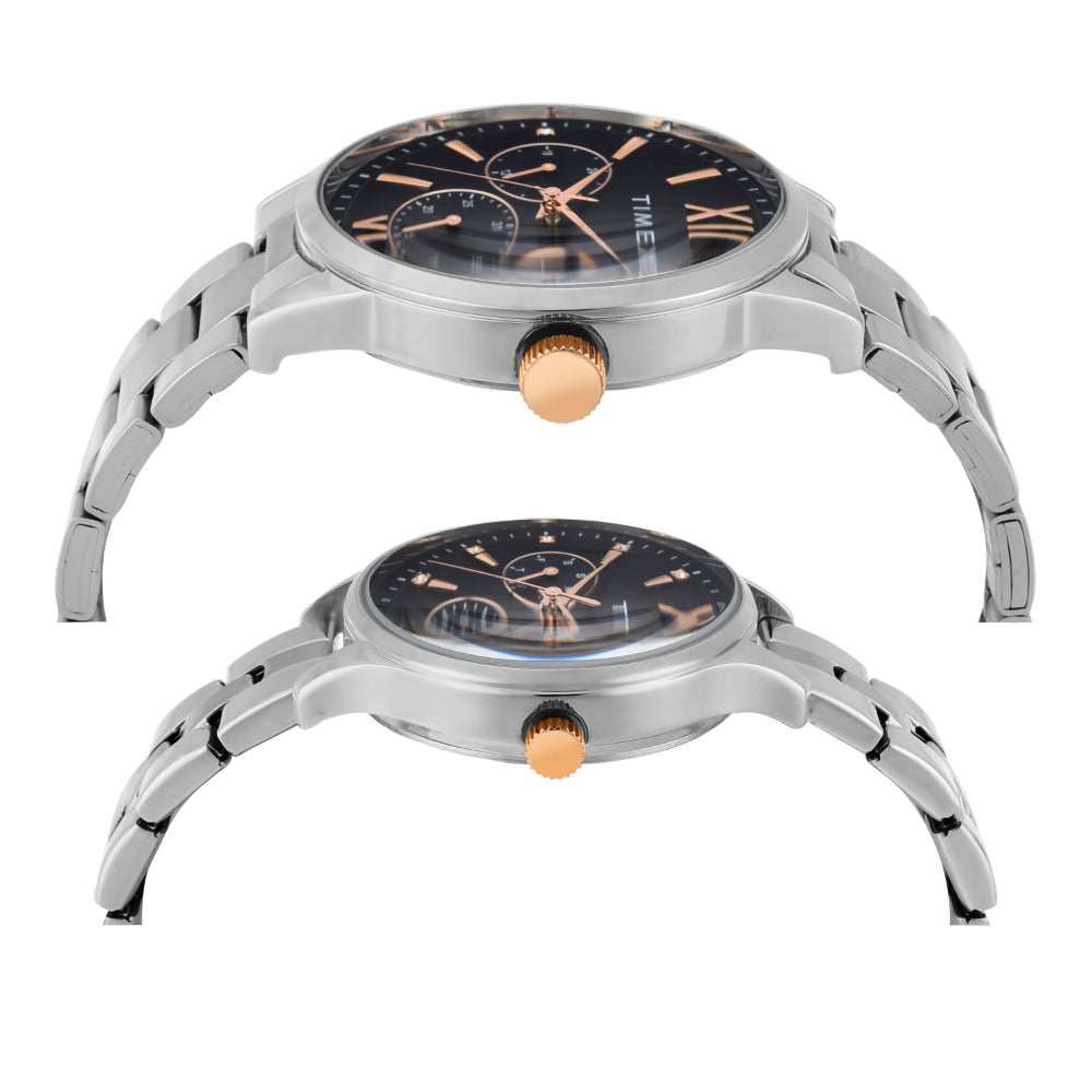 Timex TW00PR305 Unisex Blue Dial Quartz Multifunction Couple Watch Set