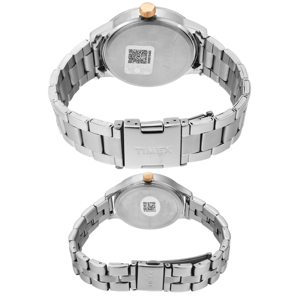 Timex TW00PR305 Unisex Blue Dial Quartz Multifunction Couple Watch Set