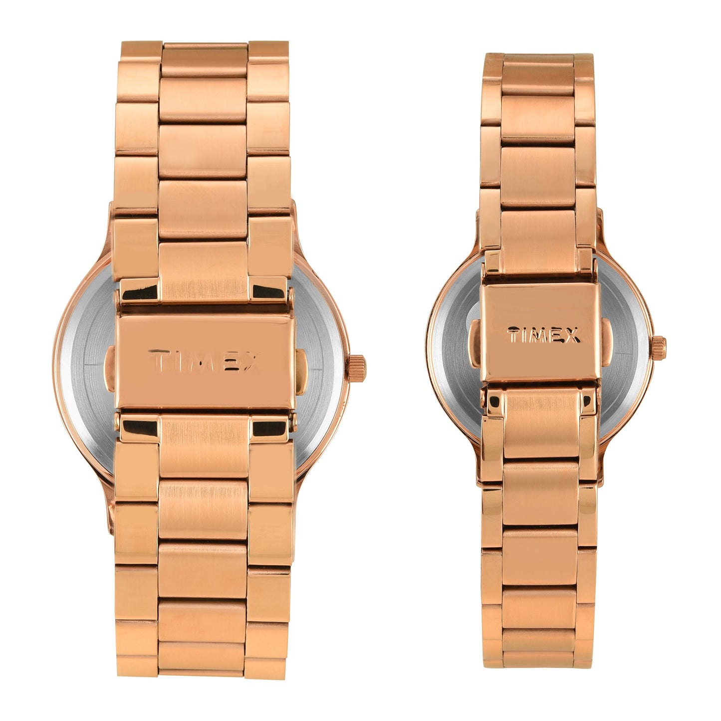 Timex TW00PR322 Quartz Analog Blue Round Dial Rose-Gold Stainless Steel Strap Couples Watch Set