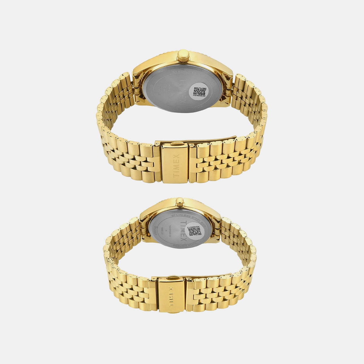 Timex TW00PR345 Quartz Analog Champagne Dial Round Pair’s Watch With Gold Stainless Steel Bracelet