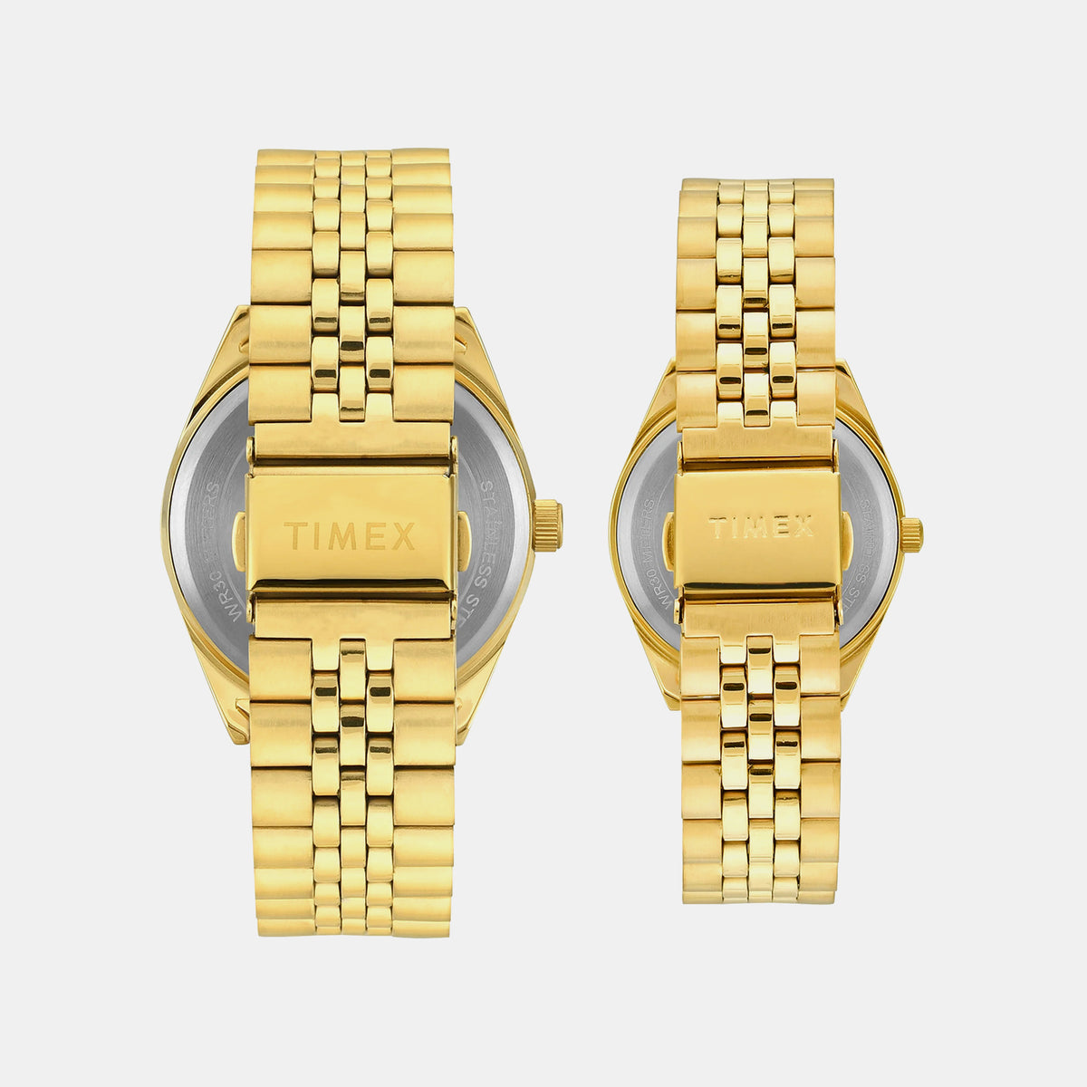 Timex TW00PR345 Quartz Analog Champagne Dial Round Pair’s Watch With Gold Stainless Steel Bracelet