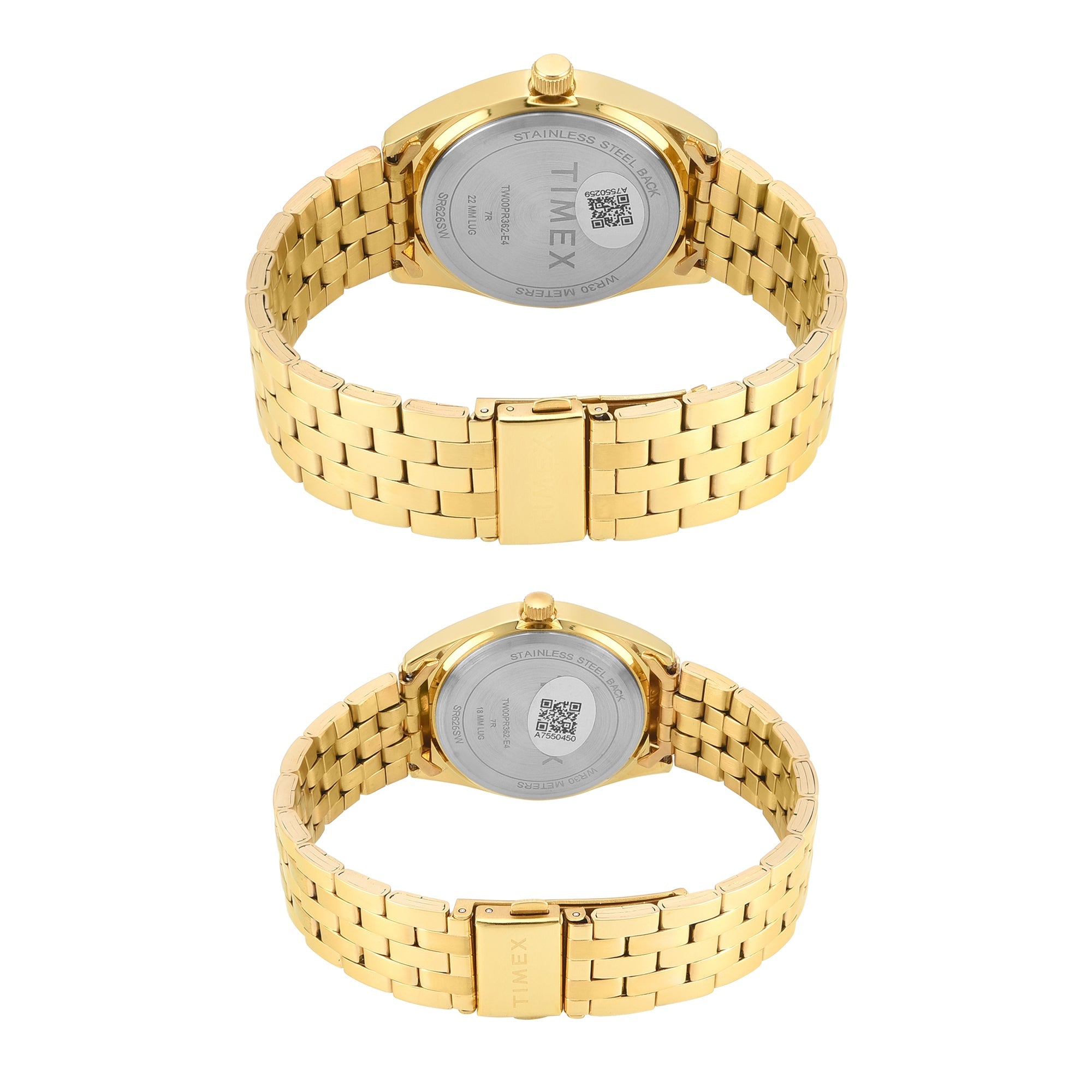 Timex TW00PR362 Trendline Quartz Analog Couple Watch Set Champagne Dial Two-Tone Watches
