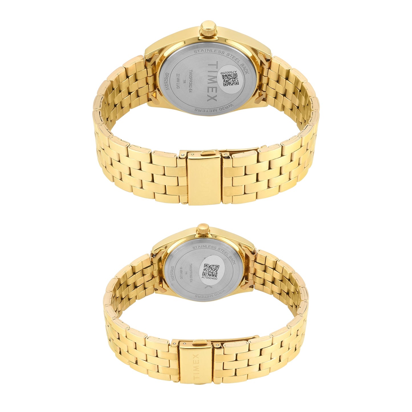 Timex TW00PR362 Trendline Quartz Analog Couple Watch Set Champagne Dial Two-Tone Watches
