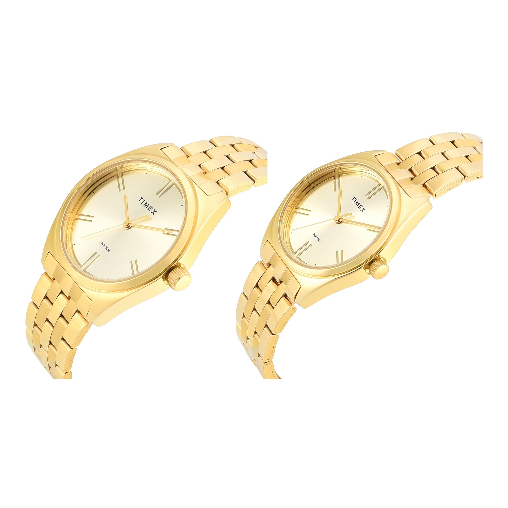 Timex TW00PR362 Trendline Quartz Analog Couple Watch Set Champagne Dial Two-Tone Watches