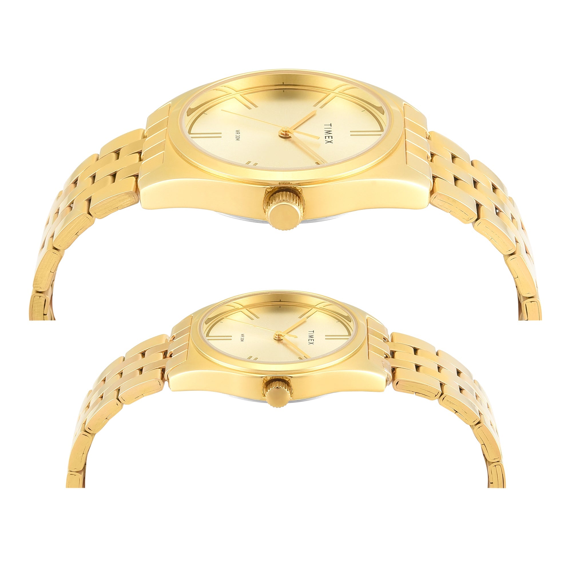 Timex TW00PR362 Trendline Quartz Analog Couple Watch Set Champagne Dial Two-Tone Watches