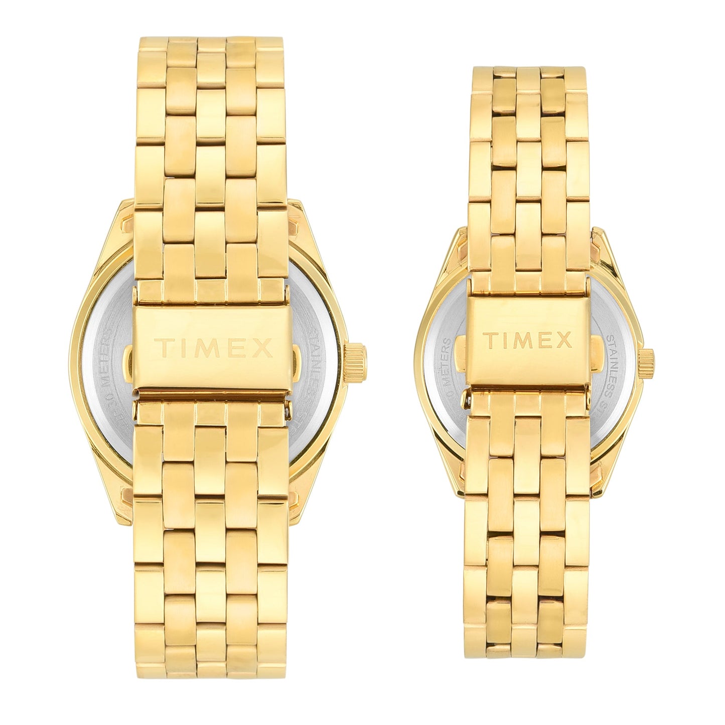 Timex TW00PR362 Trendline Quartz Analog Couple Watch Set Champagne Dial Two-Tone Watches