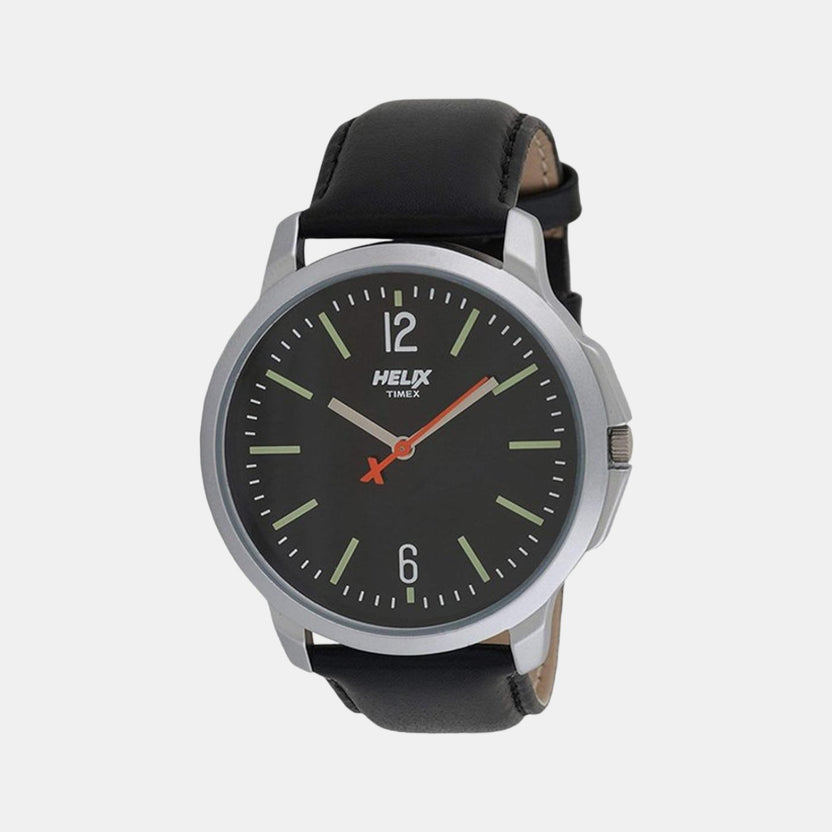 Timex TW027HG01 Quartz Analog Black Dial Leather Strap Watch for Men