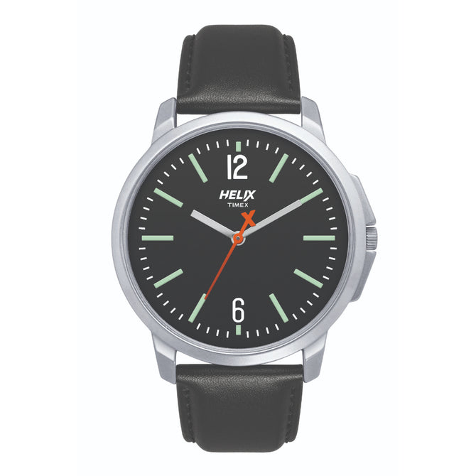 Timex TW027HG01 Quartz Analog Black Dial Leather Strap Watch for Men