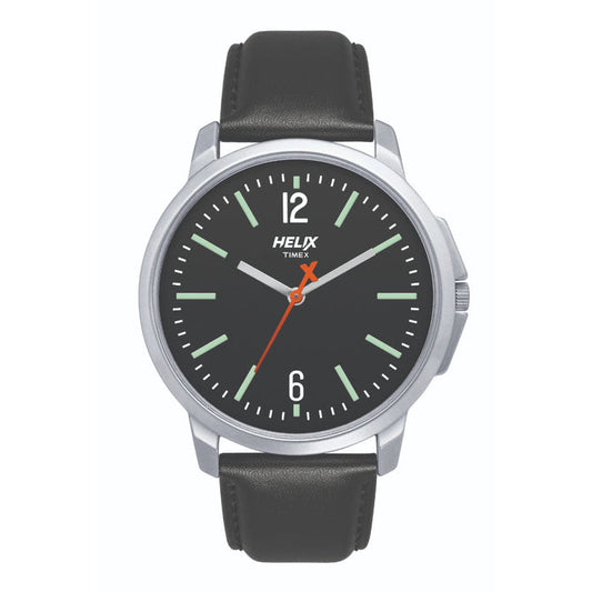 Timex TW027HG01 Quartz Analog Black Dial Leather Strap Watch for Men
