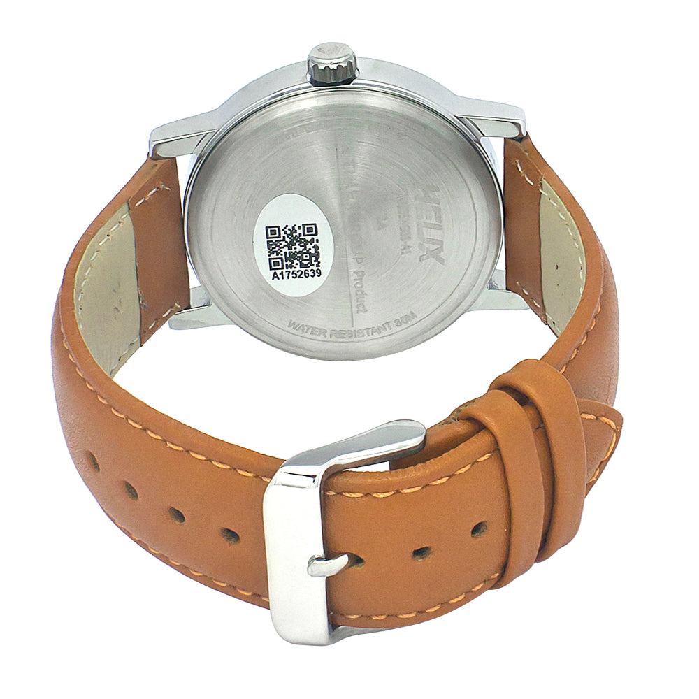 Timex Helix TW035HG08 Quartz Analog Black Dial Leather Strap Watch For Men