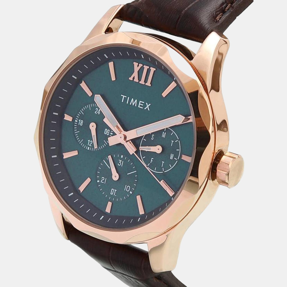 Timex TW0TG7601 Analog Quartz Watch for Men – Blue Dial, Brown Leather Strap
