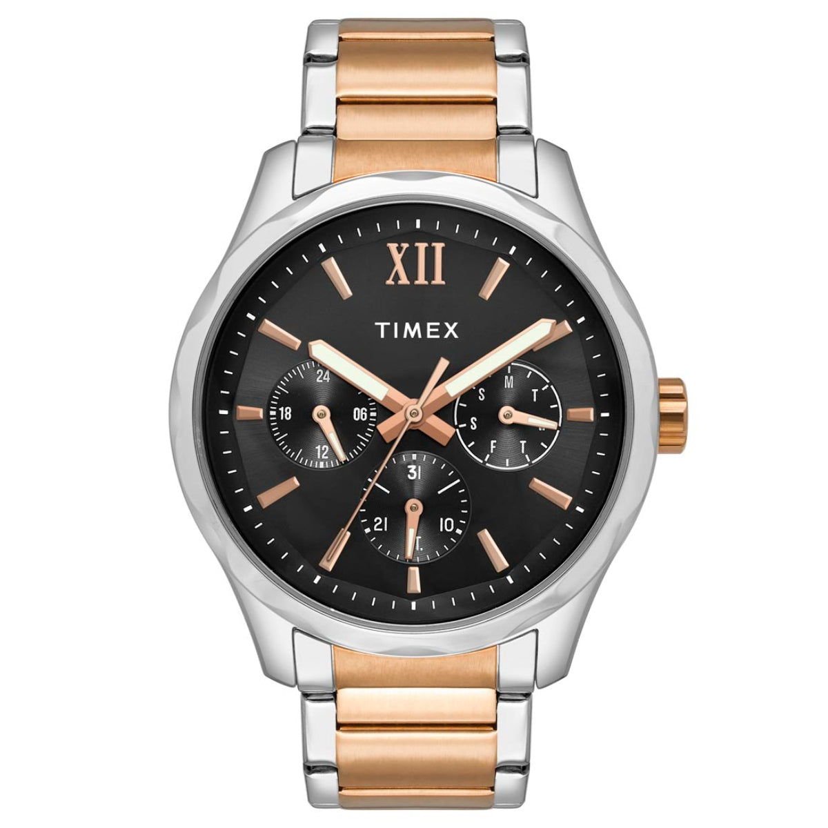 Timex TW0TG7617 Mens Black Dial Quartz Chronograph Watch Stainless Steel Two Tone Bracelet Round Case Watch
