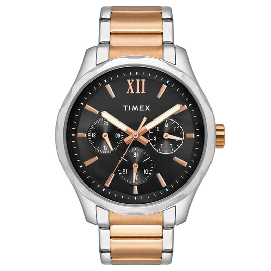 Timex TW0TG7617 Mens Black Dial Quartz Chronograph Watch Stainless Steel Two Tone Bracelet Round Case Watch