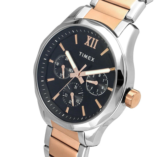 Timex TW0TG7617 Mens Black Dial Quartz Chronograph Watch Stainless Steel Two Tone Bracelet Round Case Watch