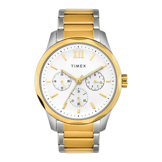 Timex TW0TG7624 Quartz Multifunction White Dial Two-Tone Stainless Steel Bracelet Watch For Men