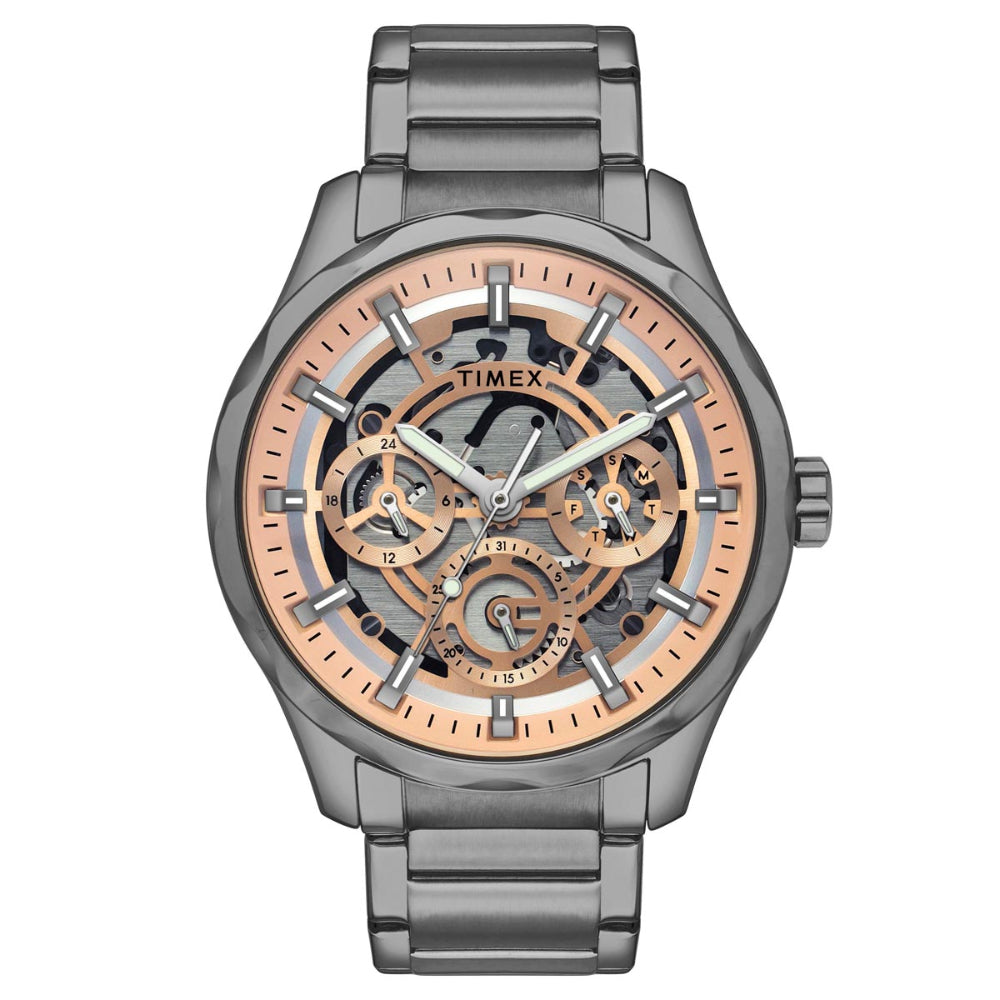 Timex TW0TG7631 Quartz Multifunction Copper Dial Gunmetal Stainless Steel Bracelet Watch For Men