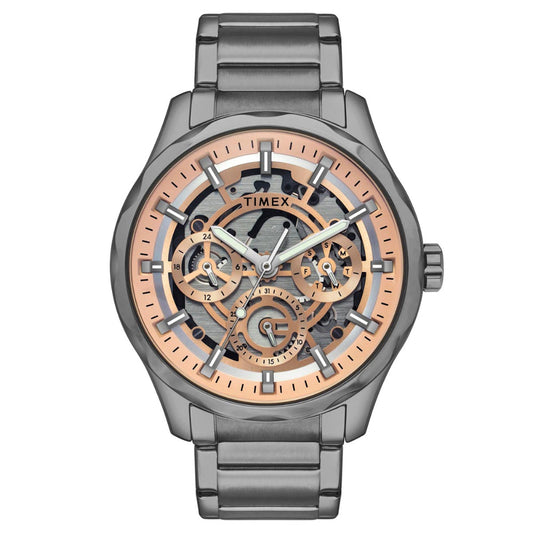Timex TW0TG7631 Quartz Multifunction Copper Dial Gunmetal Stainless Steel Bracelet Watch For Men