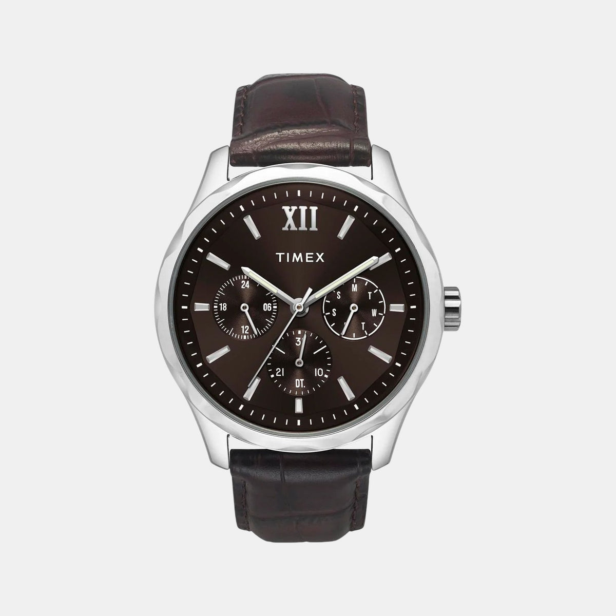 Timex TW0TG7633 Brown Dial Leather Strap Analog Men Watch – Round Case, Quartz Movement