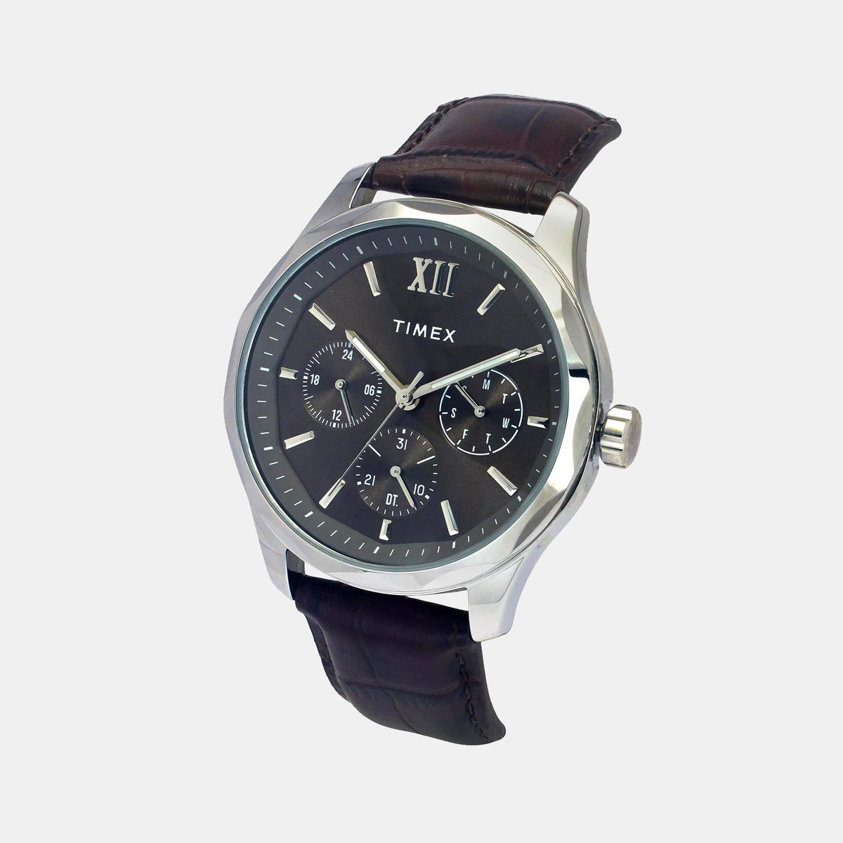 Timex TW0TG7633 Brown Dial Leather Strap Analog Men Watch – Round Case, Quartz Movement
