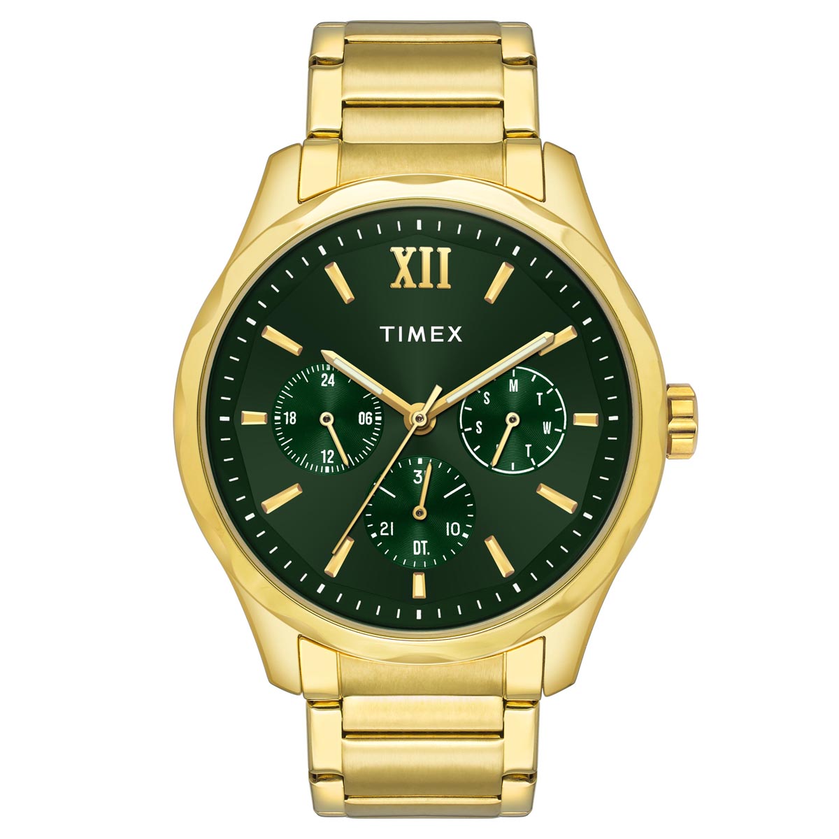 Timex TW0TG7635 Quartz Analog Green Dial Gold-Tone Stainless Steel Bracelet Watch For Men