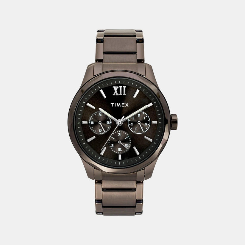 Timex TW0TG7636 Men’s Brown Dial Quartz Analog Watch with Rose-Gold Case & Brown Metal Strap