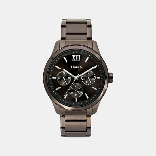 Timex TW0TG7636 Men’s Brown Dial Quartz Analog Watch with Rose-Gold Case & Brown Metal Strap