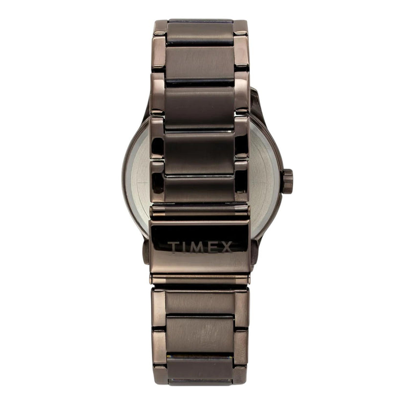 Timex TW0TG7636 Men’s Brown Dial Quartz Analog Watch with Rose-Gold Case & Brown Metal Strap
